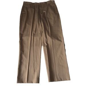 LL Bean Comfort Waist Chino Pants Men 37x32 Beige Khaki Elastic Waist Flat Front